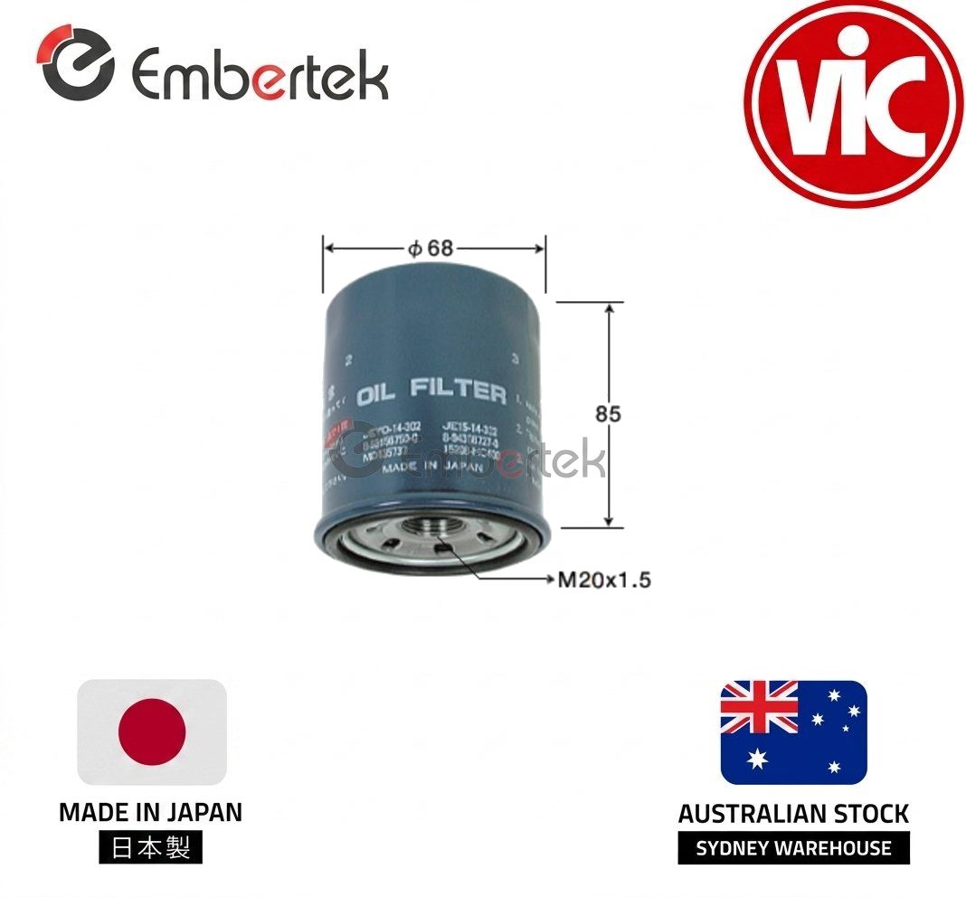3 x VIC Japanese Oil Filters for Honda Civic 2000-21 C-415 [Ref